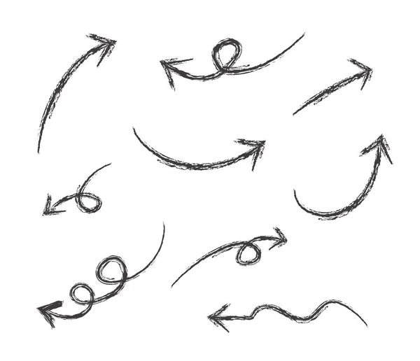 Піктограма Стрілками Намальованими Вручну Гранд Стрілки Білому Тлі Набір Стрілок — стоковий вектор