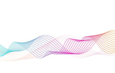 Soyut dalgalı çizgiler. Renkli dalga çizgileri beyaz arkaplanı izole etti. Renkli çizgilerin dalgası. Tasarım elementi. Vektör illüstrasyonu
