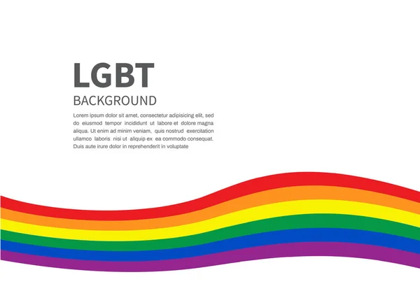 虹の旗 白い背景にLgbtの誇りフラグの動き レズビアンゲイバイセクシャル性転換 テキストのコピースペースを持つバナーと背景 ベクターイラスト — ストックベクタ