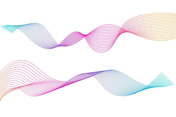 Abstract Wavy Stripes Colorful Wave Lines Isolated White Background Curved — Stock Vector