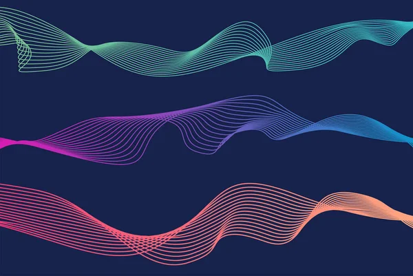 Colorful Wave Lines Isolated Blue Background Curved Wavy Line Abstract — Stock Vector