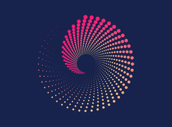 Dinamik spiral yarım ton kalıbı. Soyut noktalı. Renkli bir geçmişi var. Tasarım elementi. Vektör illüstrasyonu