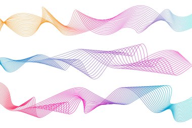 Soyut dalgalı çizgiler. Renkli dalga çizgileri beyaz arkaplanı izole etti. Dalgalı kıvrımlı çizgi. Tasarım elementi. Vektör Ep.10