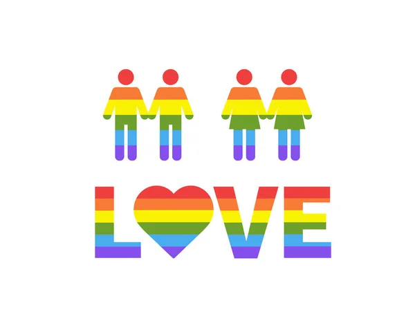 白い背景にLgbtqフラグでハート型 レズビアンとゲイのカップルの愛をフラグ ベクトル — ストックベクタ