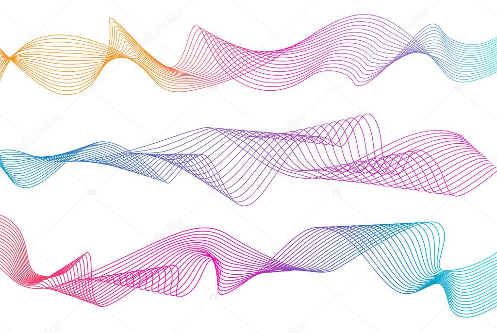 Abstract wavy stripes. Colorful wave lines isolated white background. Curved wavy line. Element for design. Vector Eps.10