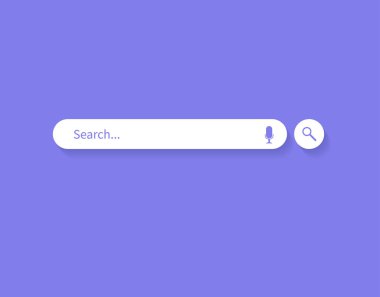 Arama çubuğu tasarım ögesi. Web sitesi ve UI, mobil uygulamalar için arama barı. Vektör illüstrasyonu