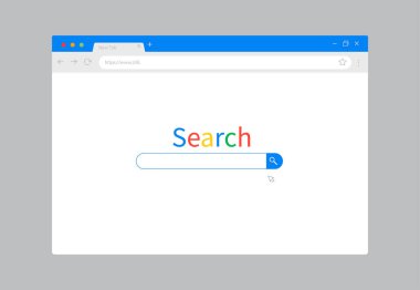 Web sitesi için modern tarayıcı modeli. Webpage kullanıcı arayüzü. İnternet tarayıcı şablonu. Vektör illüstrasyonu.