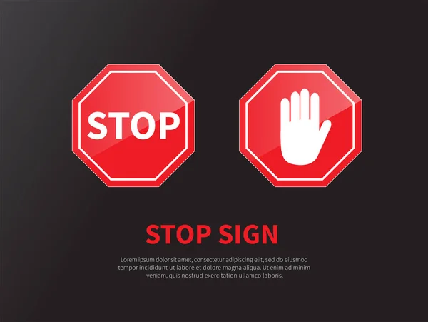 Forgalomtábla Stop Elszigetelt Fekete Háttérrel Figyelem Tiltott Jelzés Vektorillusztráció — Stock Vector