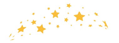 Parıldayan Yıldızlar. Dağınık Sarı Yıldızlar. Vektör illüstrasyonu