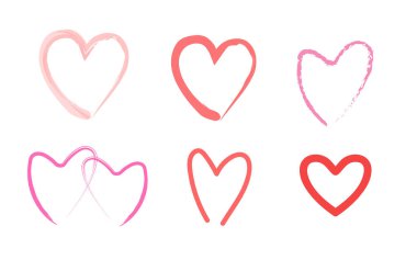 Beyaz arka planda elleri çizilmiş kalpler. Doodle Hearts 'te. Sevgililer Günü. vektör