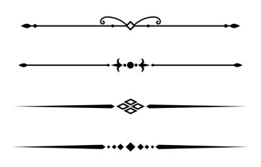 Klasik dekoratif çizgiler. Metin ayırıcılar. Hat sınırı. Satır ayırıcıları