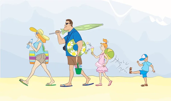 ครอบครัวไปทะเล — ภาพเวกเตอร์สต็อก