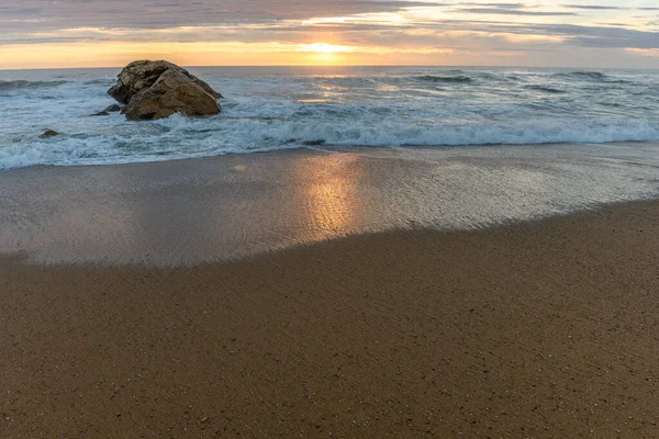 Piękny Zachód Słońca Wybrzeżu Atlantyku Francji — Zdjęcie stockowe