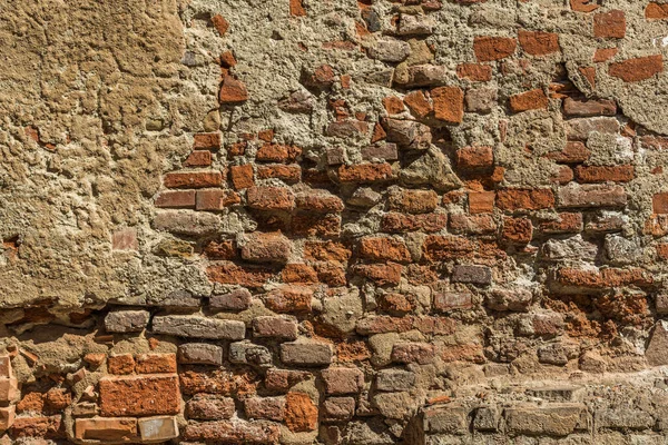 Old Red Sandstone Brick Wall Texture Worn Time — Stock Photo, Image