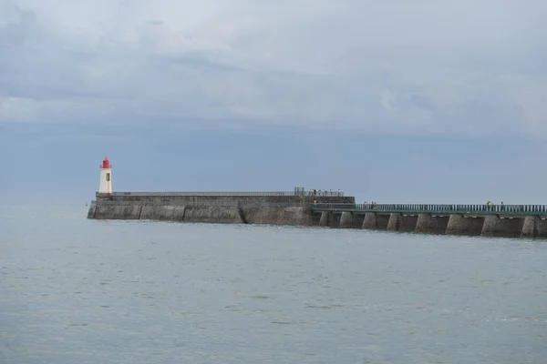 Red Lighthouse Grande Jetee Les Sables Olonne France — Stock Photo, Image