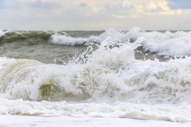 Fransa 'da Sables d' olonne yakınlarında Atlantik Okyanusu kıyısında dalgalar kopuyor..