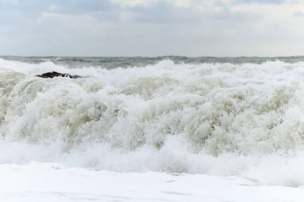 Vagues Brisant Sur Plage Bord Océan Atlantique Près Sables Olonne — Photo