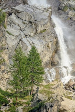 Gran Paradiso Ulusal Parkı 'ndaki İtalyan Alplerinde Şelale