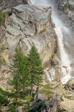Gran Paradiso Ulusal Parkı 'ndaki İtalyan Alplerinde Şelale