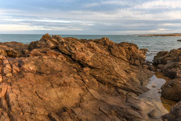 Océano Atlántico Visto Desde Costa Rocosa Les Sables Olonne Francia —  Fotos de Stock