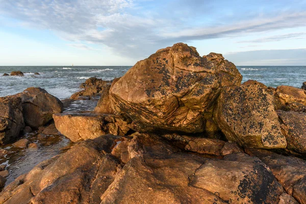 Oceano Atlantico Visto Dalla Costa Rocciosa Les Sables Olonne Francia — Foto Stock