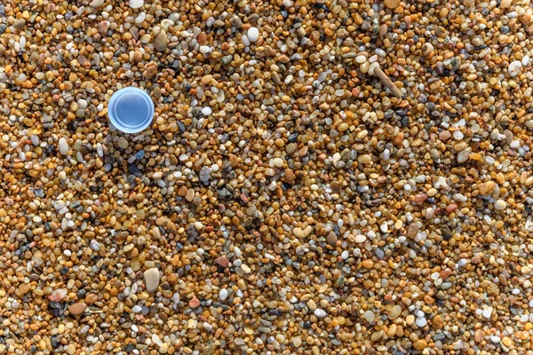 Vattenflasklock Plast Sanden Vid Stranden Frankrike — Stockfoto