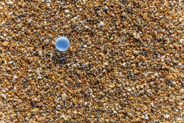 Plastic Water Bottle Cap Sand Beach France — Stock Photo, Image