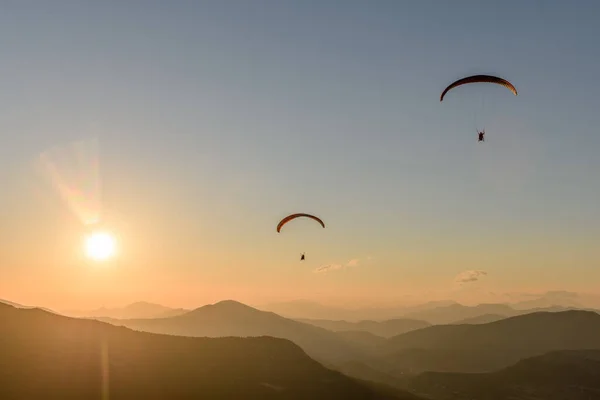 Let Paraglidingem Vzduchu Nad Horami Drome Francie — Stock fotografie