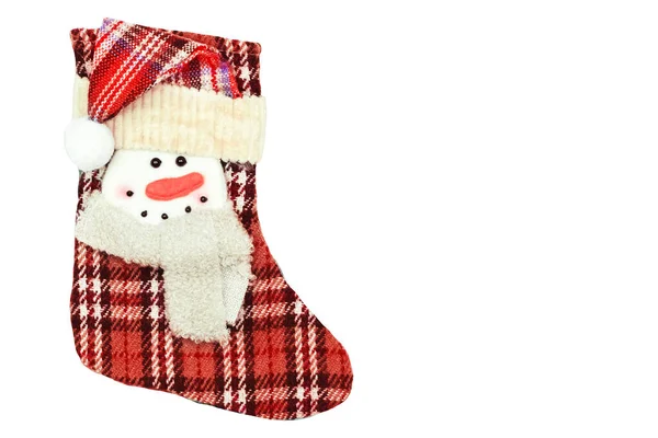 Рождественский Чулок Украшенный Снеговиком Изолированным Высокое Качество Фото — стоковое фото