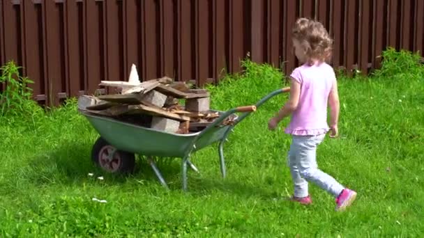4-5歳の男の子と女の子は暖かい晴れた日に公園の庭で屋外にいます. — ストック動画