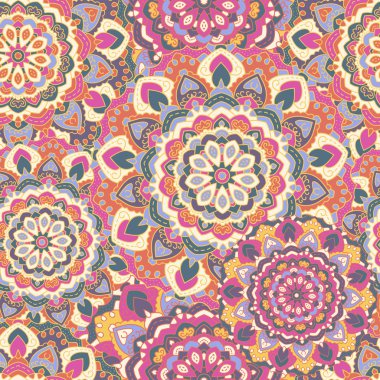 Dairesel renkli mandalalar sorunsuz arka plan.