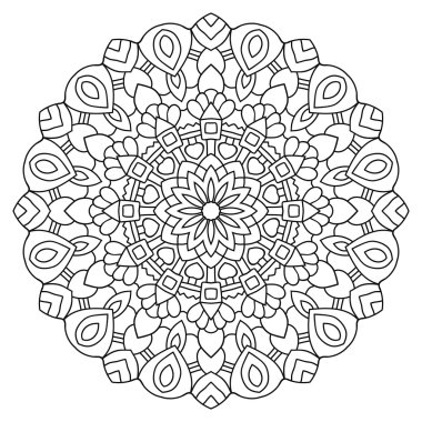 Siyah çizgilerle çizilmiş vektör mandala