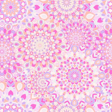 Etnik seamless modeli. Yuvarlak pembe Doğu