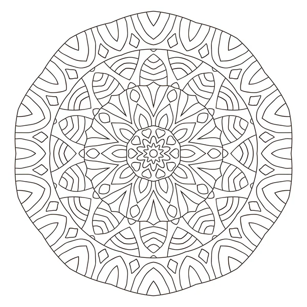 对称循环模式曼荼罗，白色背景上的大纲. — 图库矢量图片