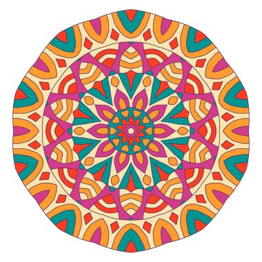 Doğu etnik renk mandala. Yuvarlak model.