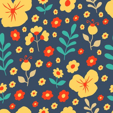 Yaz çiçek ve yaprakları ile Seamless Modeli