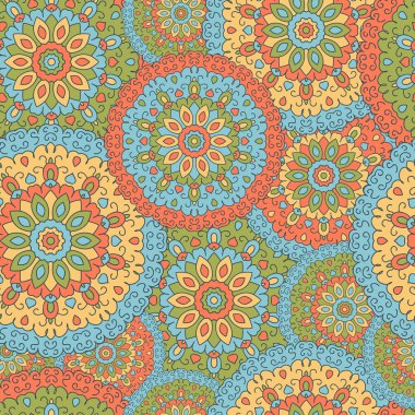 Dairesel simetrik mandalalar ile sorunsuz arka plan.