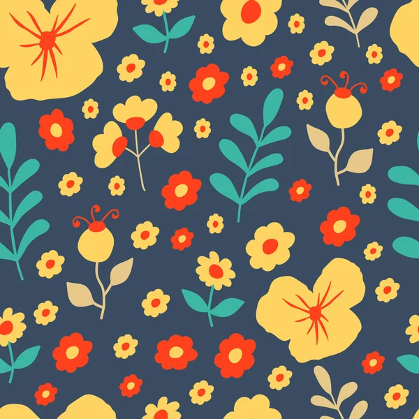 Yaz çiçek ve yaprakları ile Seamless Modeli