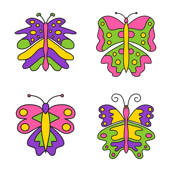 Ensemble de papillon abstrait de couleur isolé — Image vectorielle