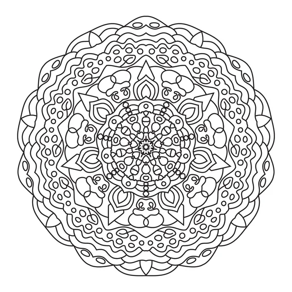 Circular symmetric ethnic pattern. Mandala coloring — Stock Vector