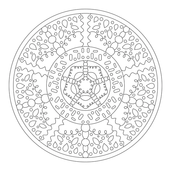 Yuvarlak mandala boyama. Etnik simetrik desen tasarımı için 