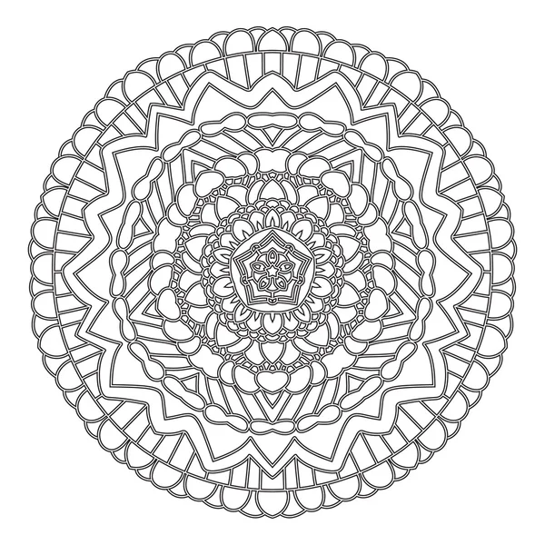 Round mandala for coloring. Ethnic symmetric pattern — Stock Vector