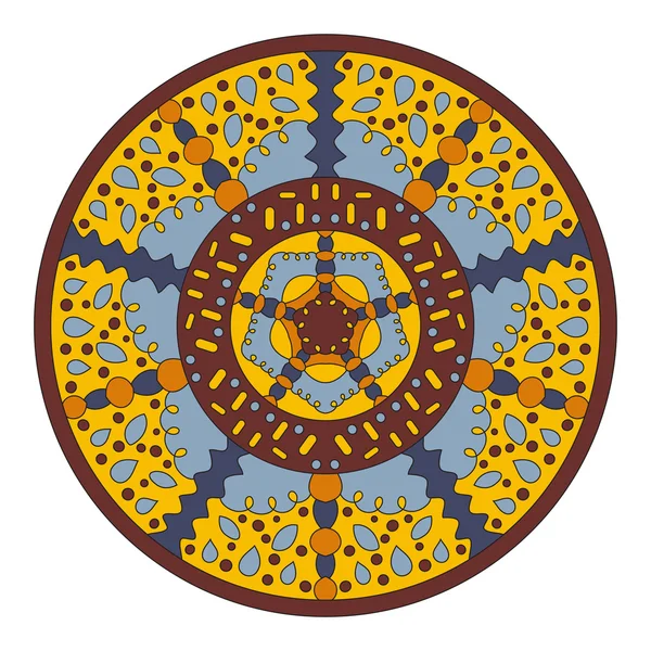 Симметричный круговой рисунок цветной мандалы, векторный круг — стоковый вектор