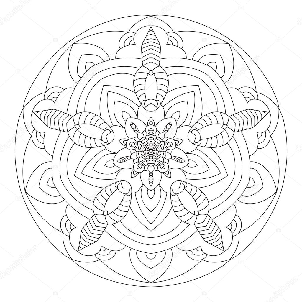 Mandala is a circular symmetric pattern to color 