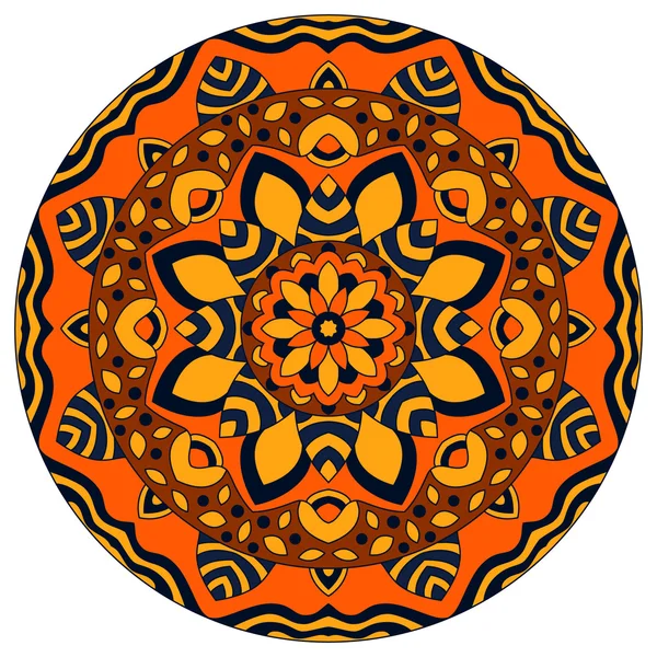Color round symmetrical mandala — Stock Vector