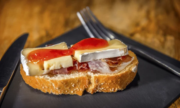 Spanish pintxo or pincho, montadito and tapas, from Basque Count — Stock Photo, Image