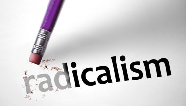 Eraser deleting the word Radicalism clipart