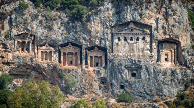 Kaunian rock tombs from Dalyan, Ortaca, Turkey clipart