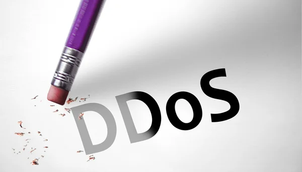 Eraser deleting the concept Denial of Service DDoS — Stock Photo, Image