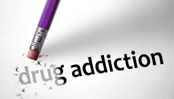 Eraser deleting the concept Drug Addiction — Stock Photo, Image